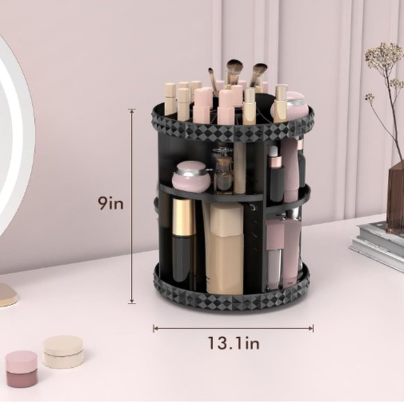 2 Tiers - 360° Turntable Makeup Organizer - Lazy Susan Cosmetics Storage - Picture 3 of 9